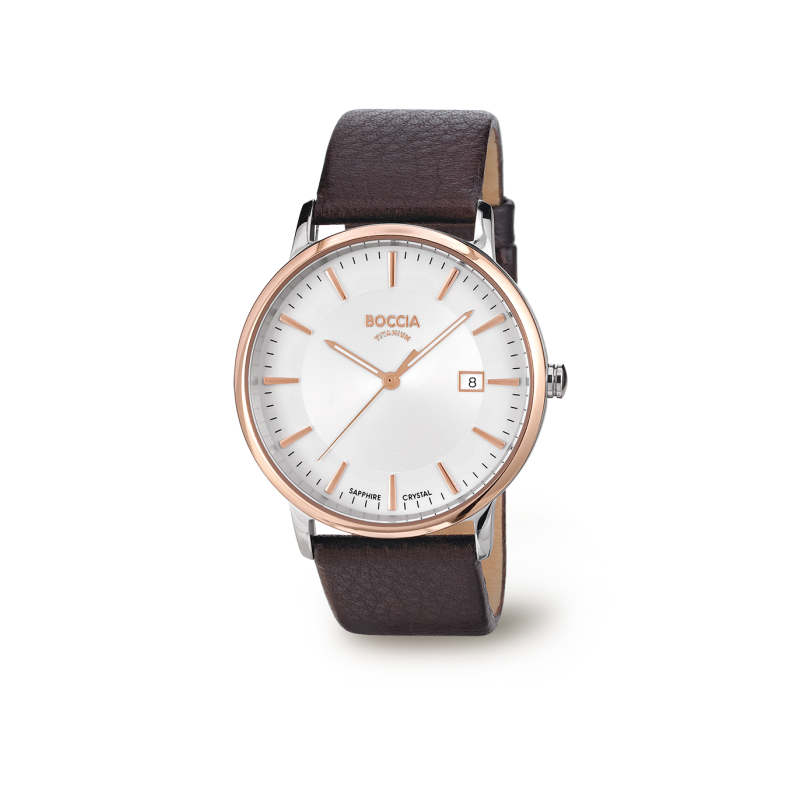 Boccia Keramik Herrenuhr Braun/Rosé 3557-04 Produktbild