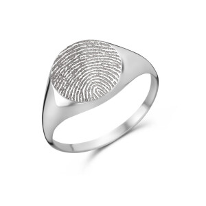 Siegelring Rund Fingerprint aus 925 Sterling Silber