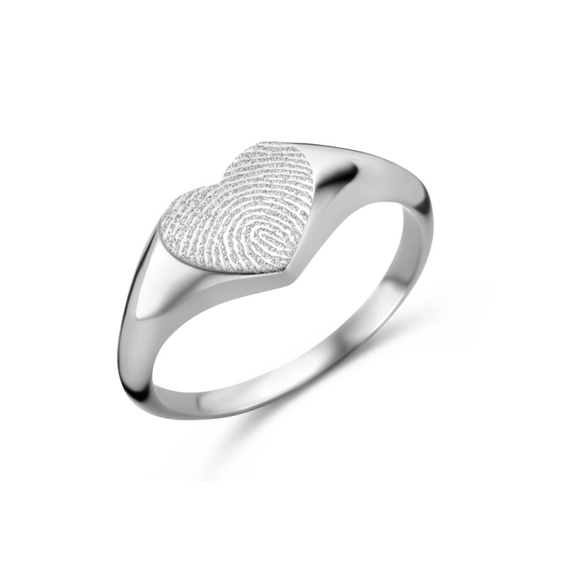 Siegelring Heart Fingerprint aus 925 Sterling Silber