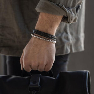 LEDSON SIX Armband geflochten Schwarz 19-23cm