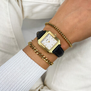 Cluse Gracieuse Petite Watch Leather Black Lizard Gold...