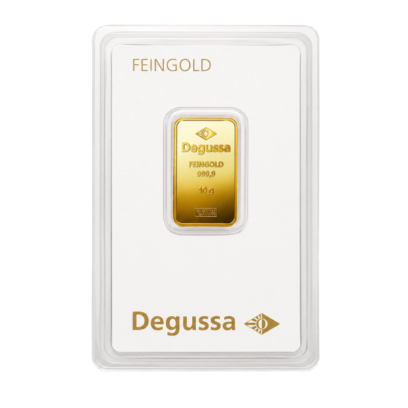 Degussa 10g Goldbarren geprägt